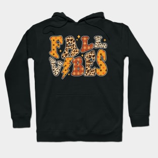 Fall Vibes Groovy Fall Season Retro Leopard Autumn Hoodie